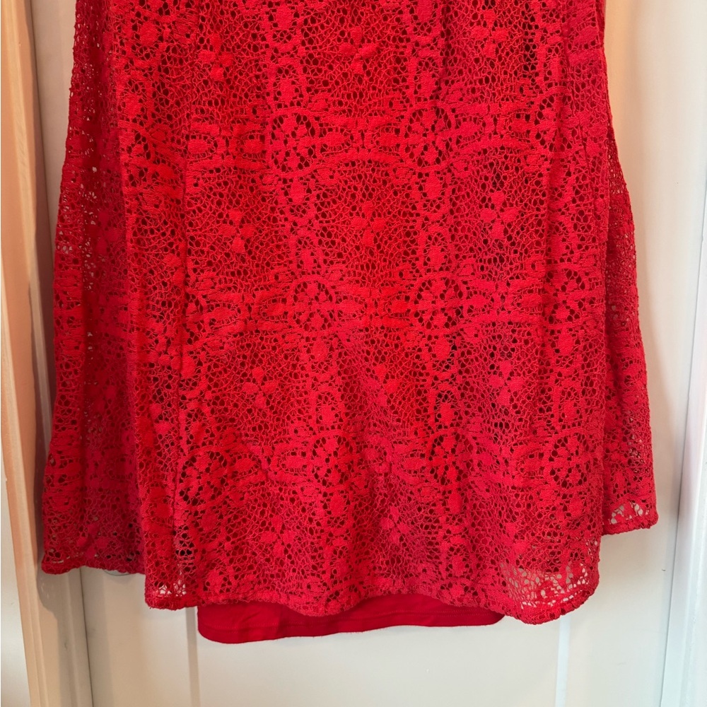 Free People Red Lace Mini Dress - Picture 12 of 14